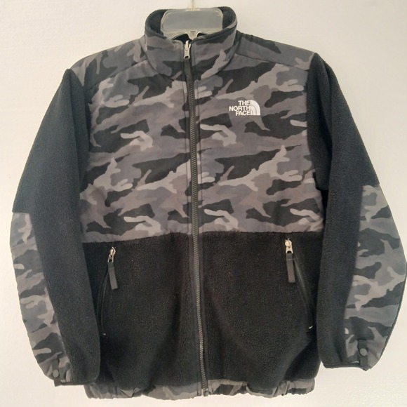 The North Face Bomber Jacket Youth Sz Large Black Fleece Camouflage School - Picture 2 of 13